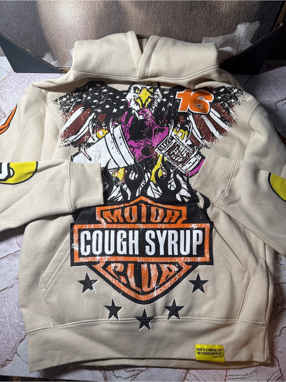 Cough Syrup Graphic Hoodie - Beige